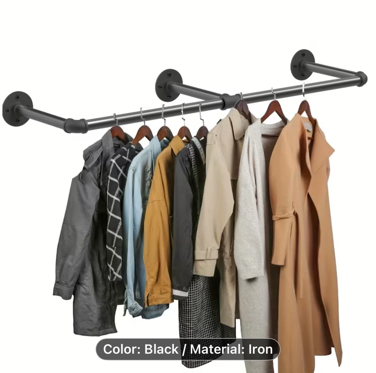 UNOPENED closet hanging rack wall-mounted black - photo 3