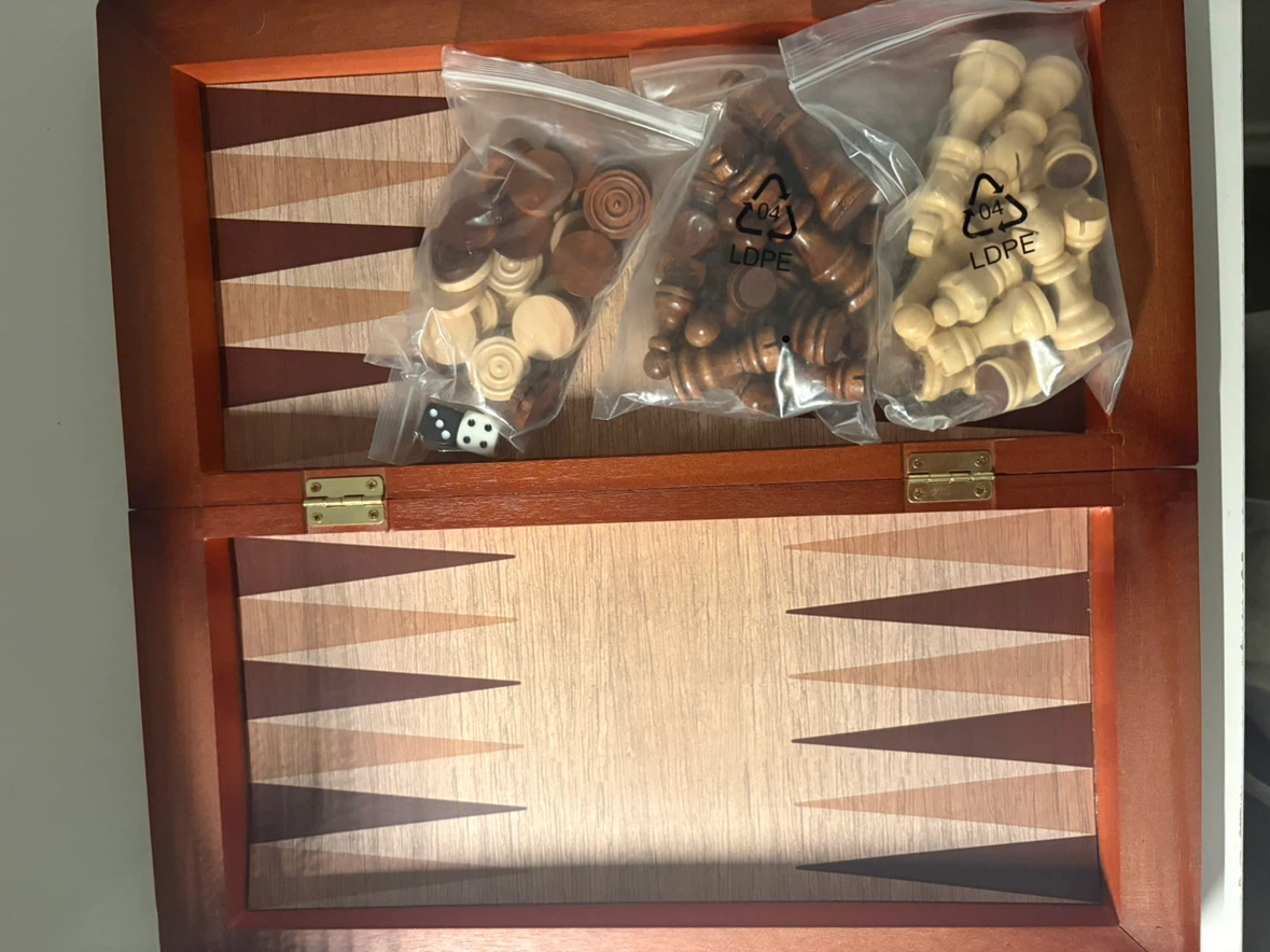 3-in-1 Wooden Game Board Set - photo 3