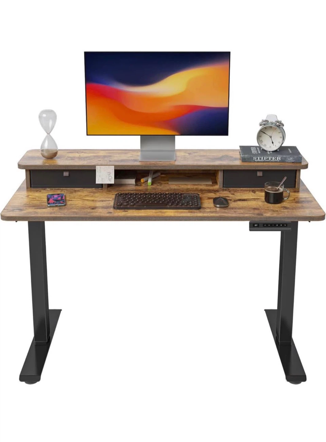Height Adjustable Desk - Rustic Brown - 40in