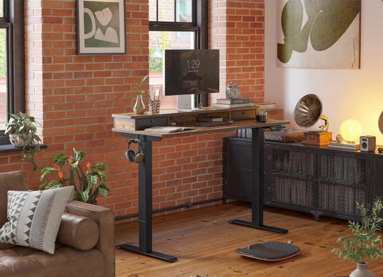 Height Adjustable Desk - Rustic Brown - 40in - photo 2