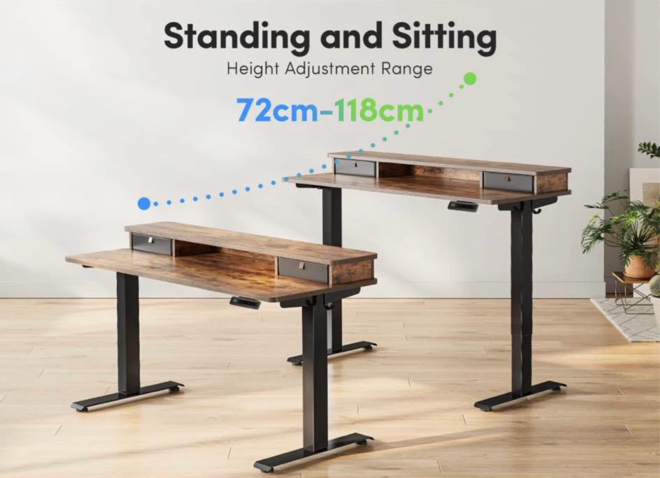 Height Adjustable Desk - Rustic Brown - 40in - photo 5