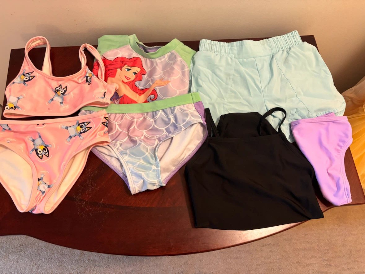 Kids Swimwear and 3 Hooded Towel Bundle