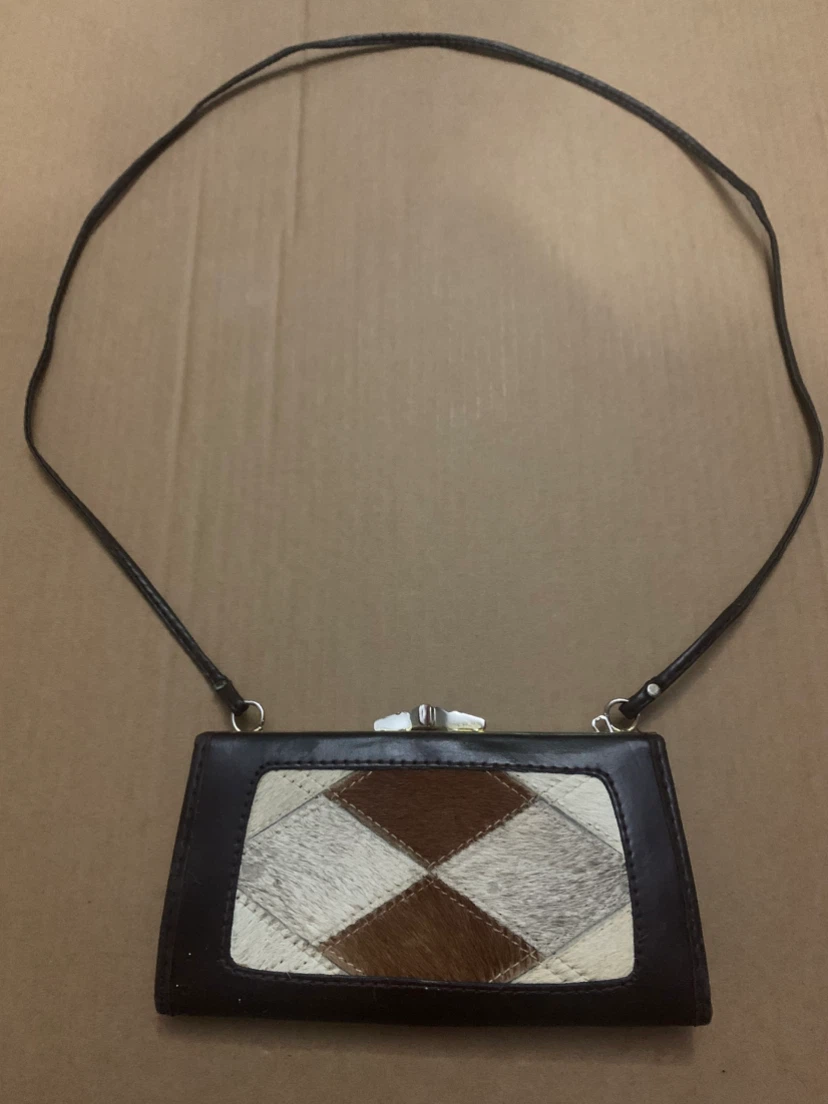 Vintage Hair-on Hide Clutch with Shoulder Strap