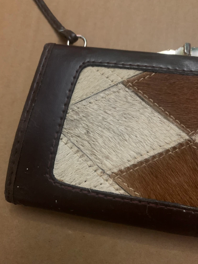 Vintage Hair-on Hide Clutch with Shoulder Strap - photo 2