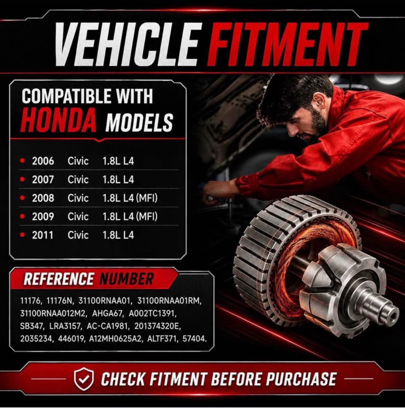 Brand New Alternator – Honda Civic 2006–2011 - photo 2