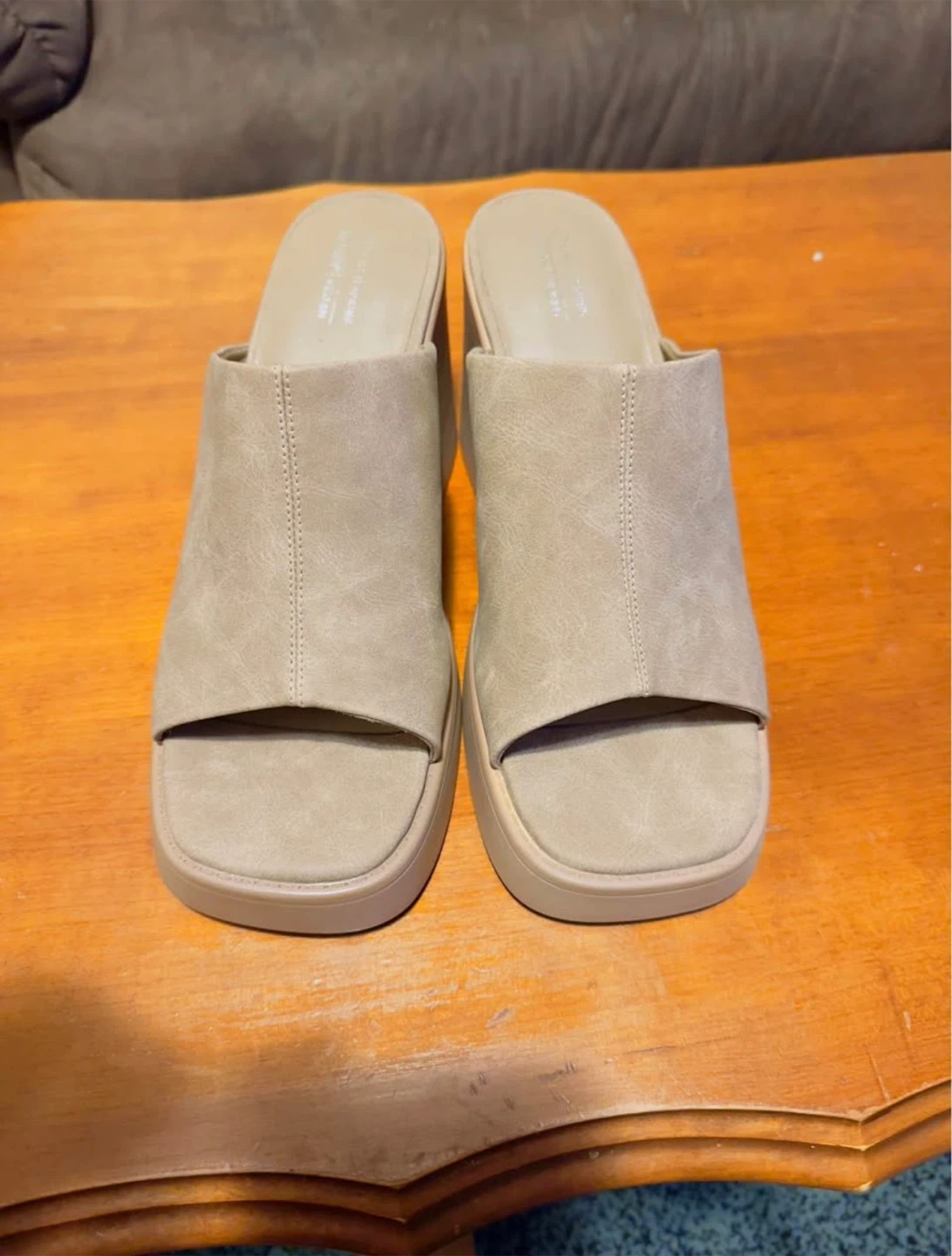 Women’s Open-Toe Block Heel Mules – Size 10