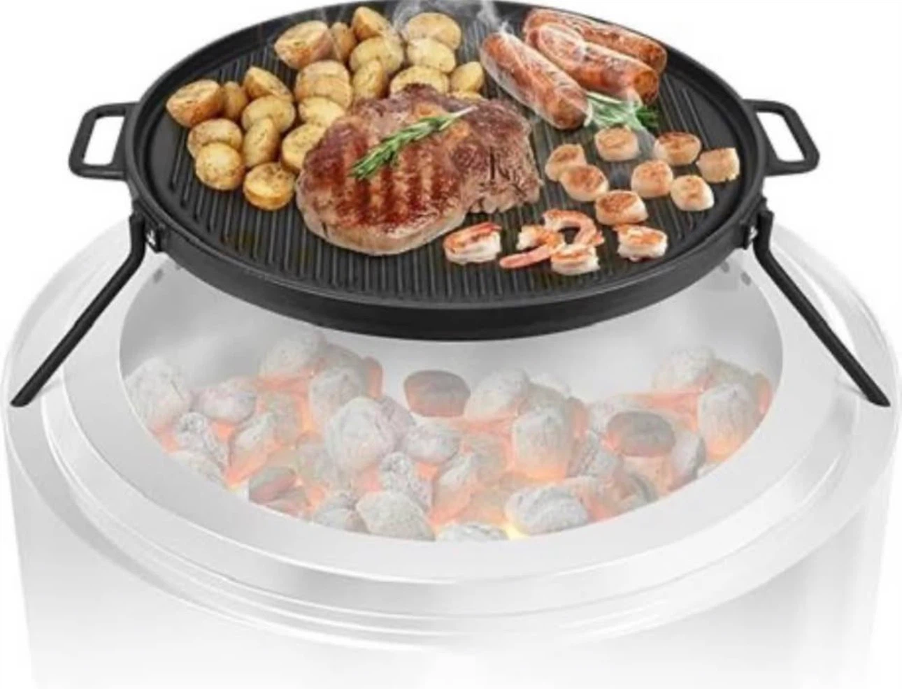 Onlyfire Cast Iron Griddle - w/ 3 Removable Legs