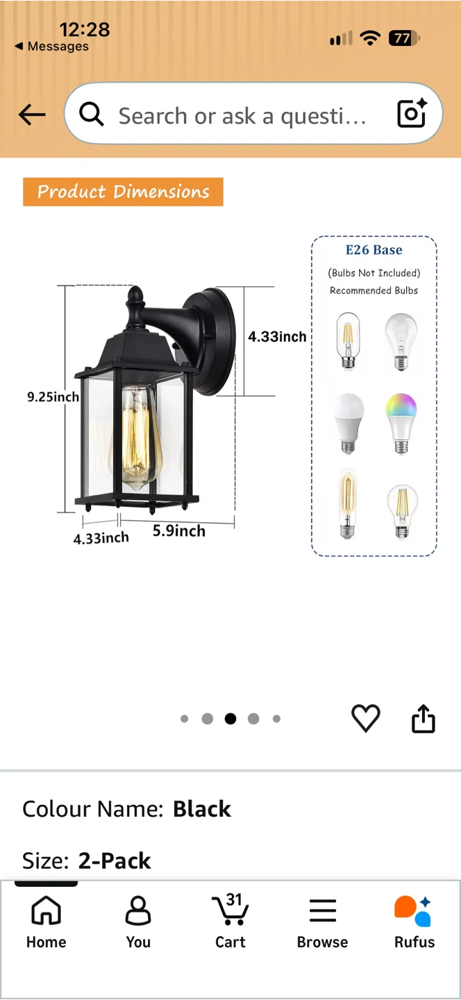 New 2 Pack Outdoor Wall Lanterns - photo 5