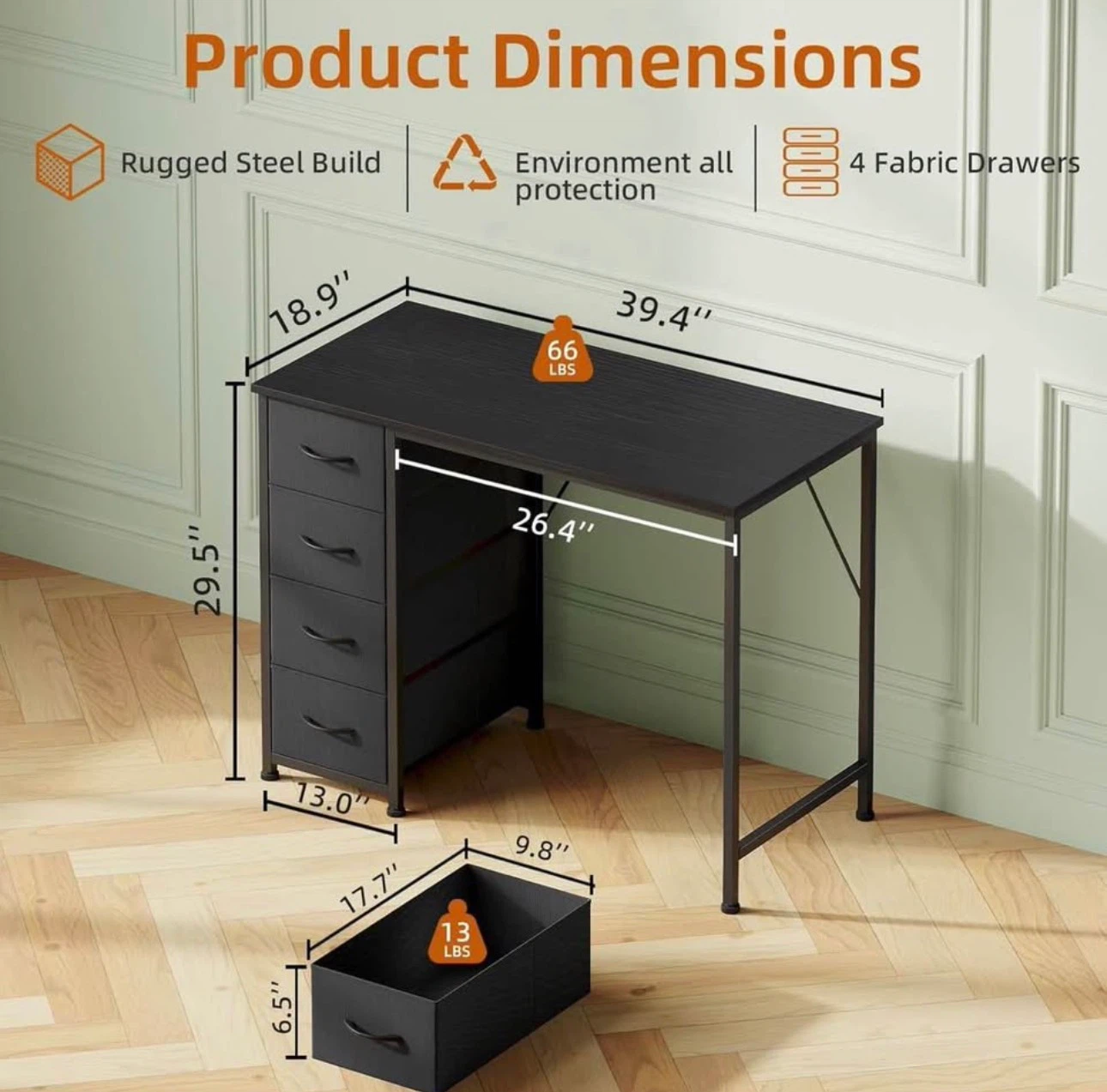 Computer Desk - 39.4” - Black - photo 3