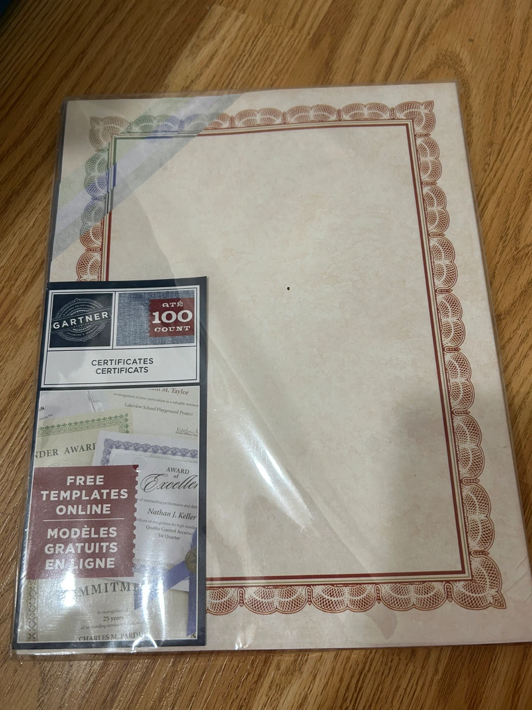 Gartner Studios Certificate Paper 100 Count