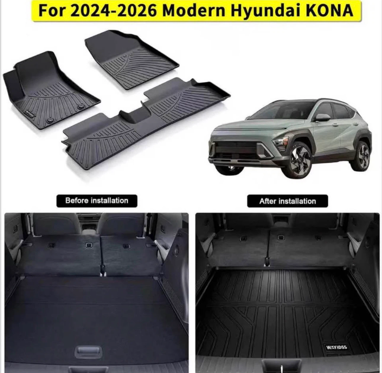 4-Piece All-Weather Floor Mats – 2024–2026 Hyundai KONA Electric - photo 2