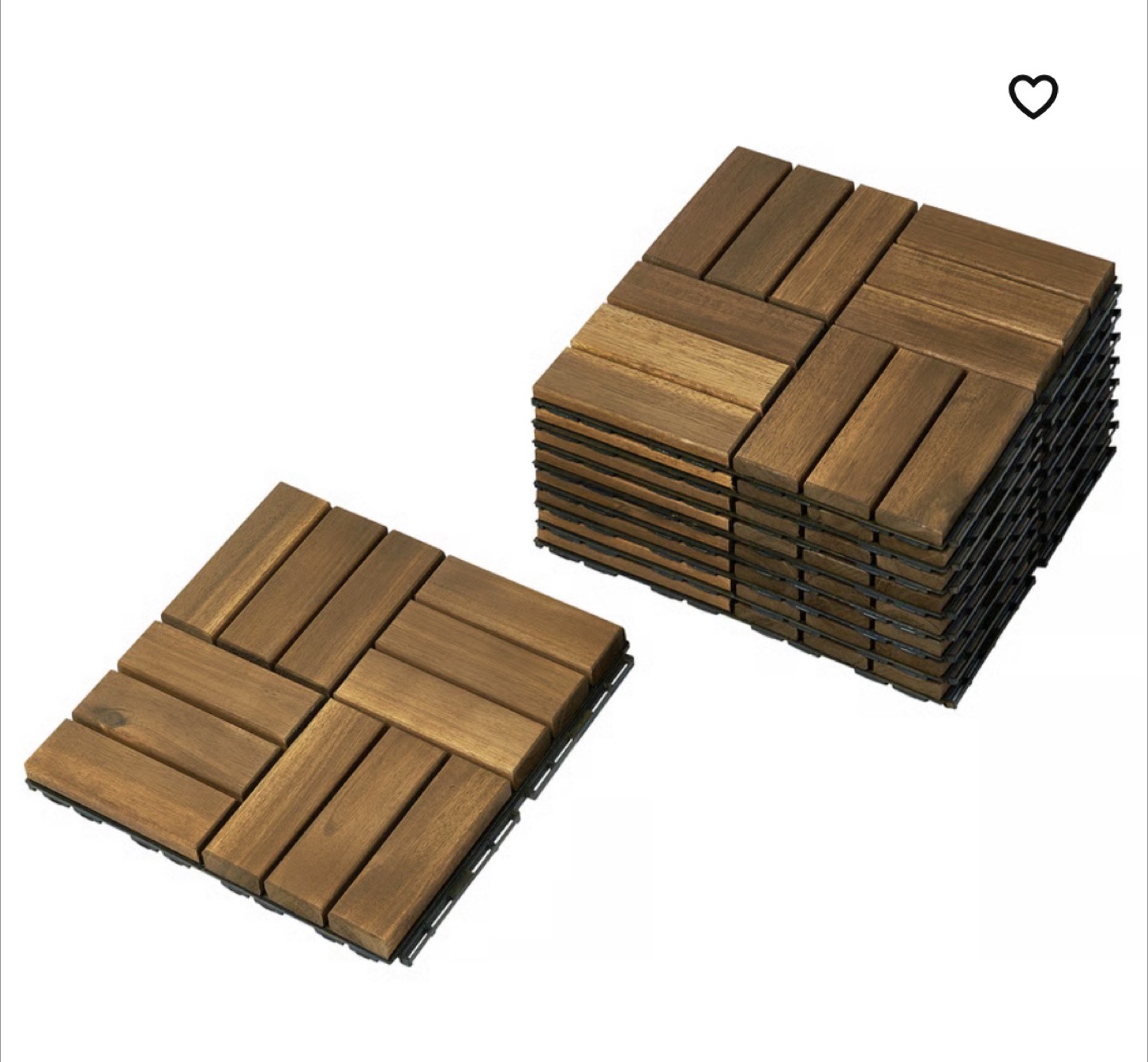 Set of Acacia Wood Interlocking Deck Tiles (Total 27)