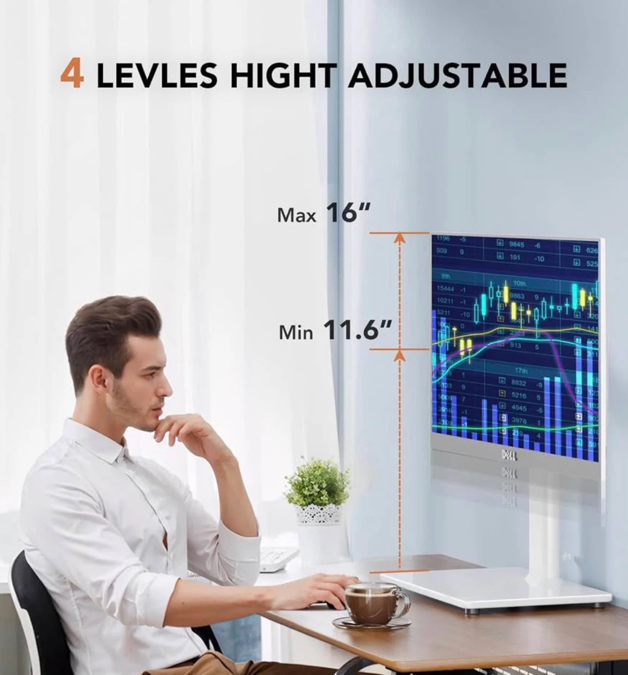 Hemudu Monitor Stand for 13”-32” Screens - White - photo 2