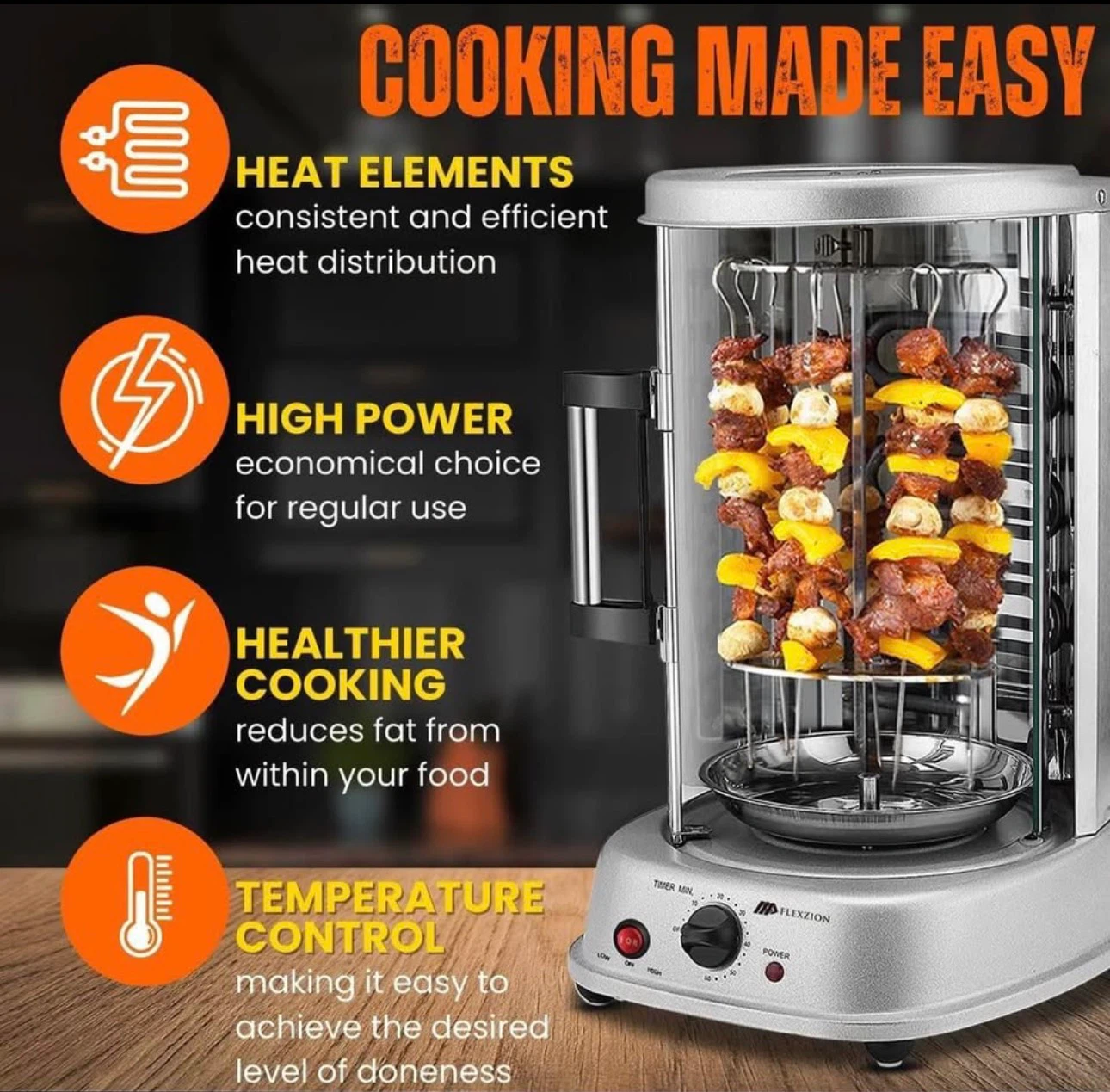Flexzion Vertical Rotisserie Oven Grill - photo 3
