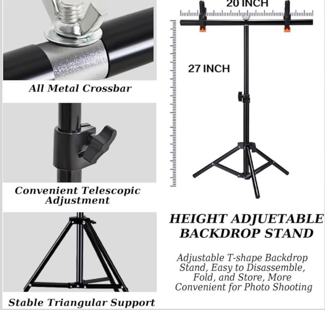BEIYANG 8-Piece Flat Lay Backdrop T-Stand Kit - photo 3