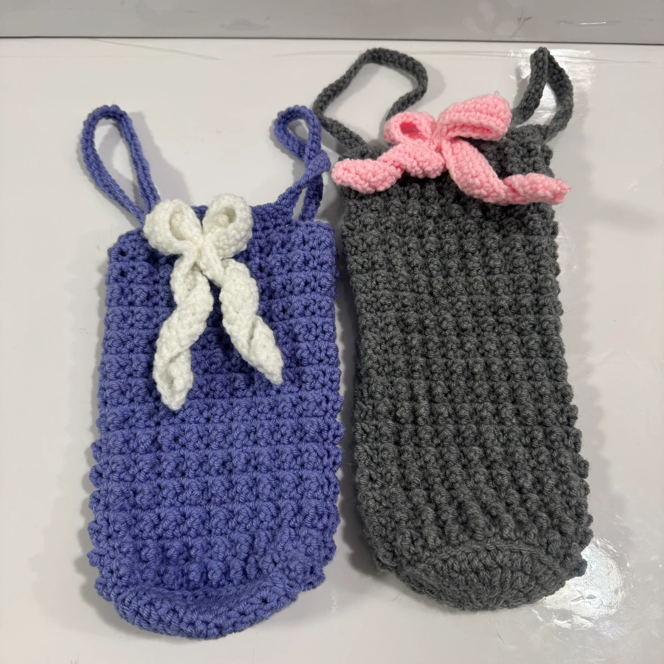 Two Handmade Crochet Water Bottle Holders