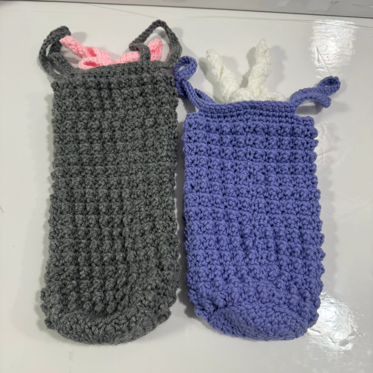 Two Handmade Crochet Water Bottle Holders - photo 2