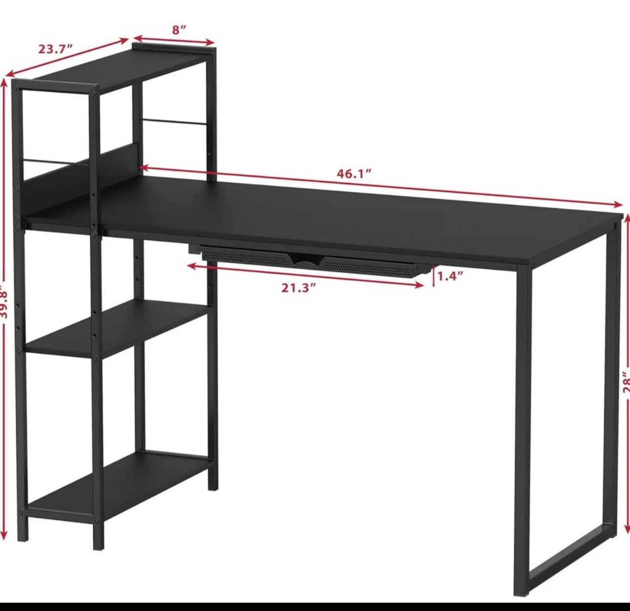 Home Office Mission Computer Desk - Black - 46 - photo 3