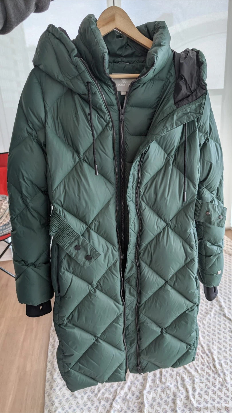 Soia & Kyo Long Down Coat with Double Zip Bib (Size S) - photo 2