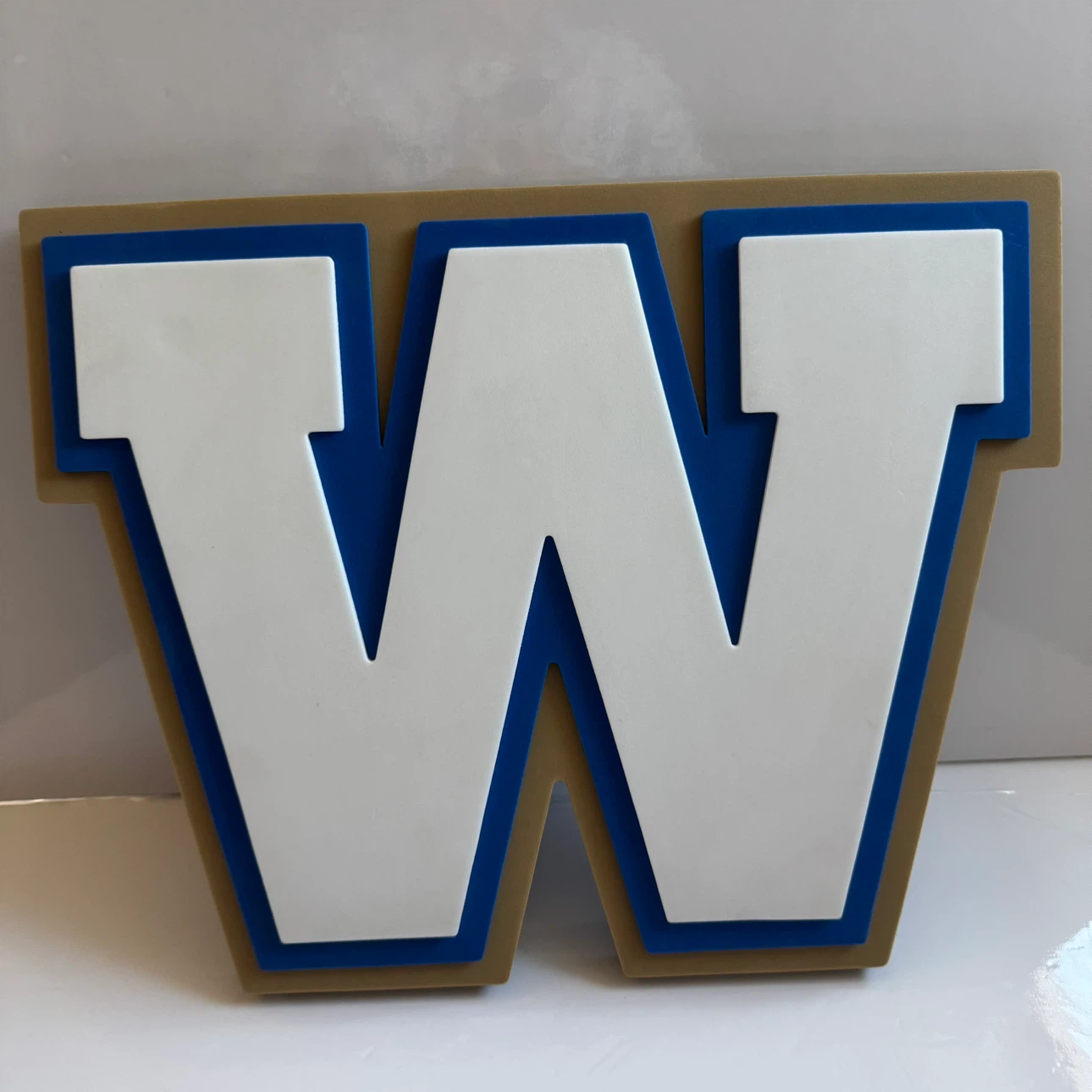 Decorative Letter W Wall Sign WPG Blue Bombers Football 13.5x17"
