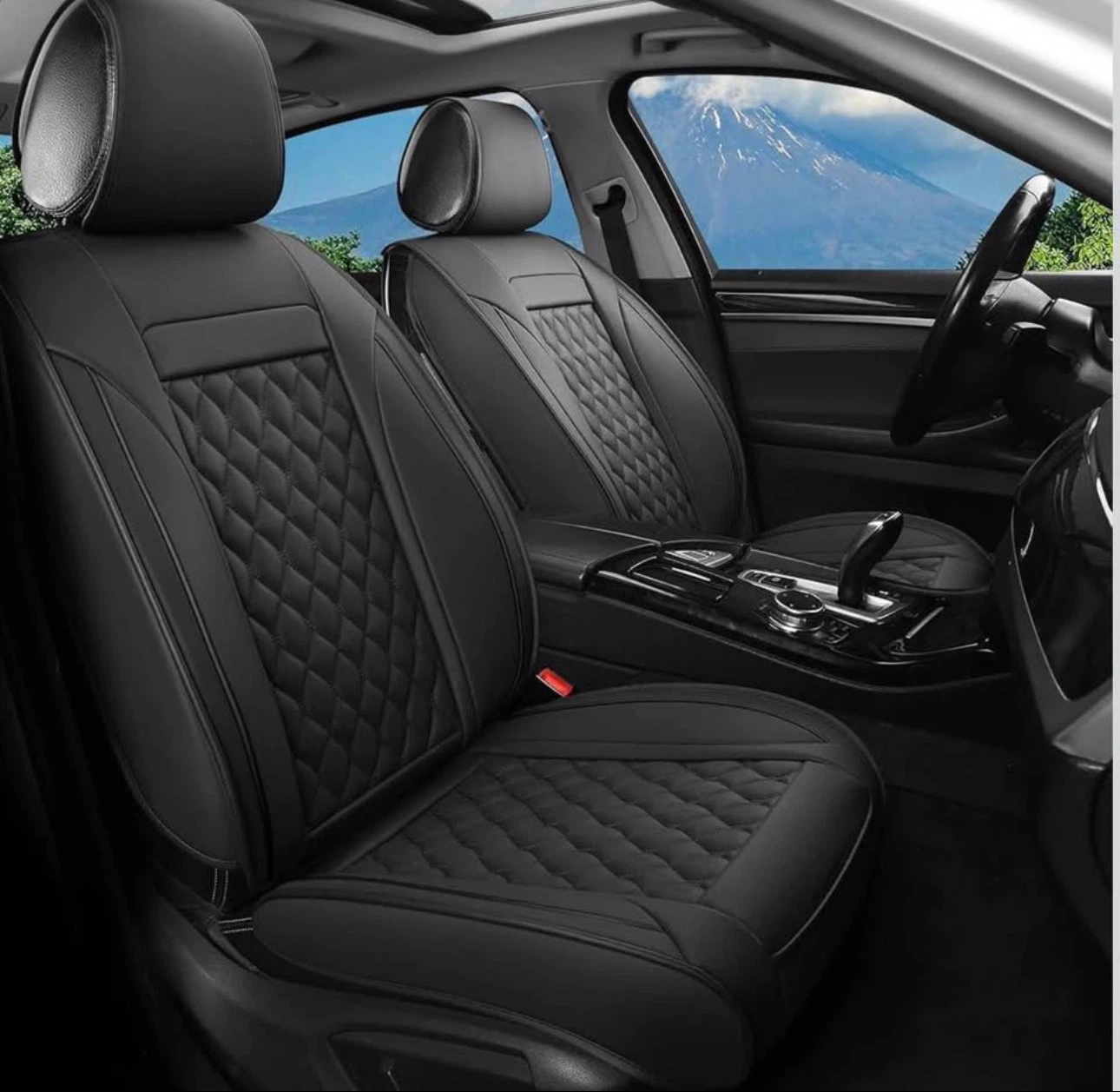 Leather Seat Covers for Cars - Black - Front Pair