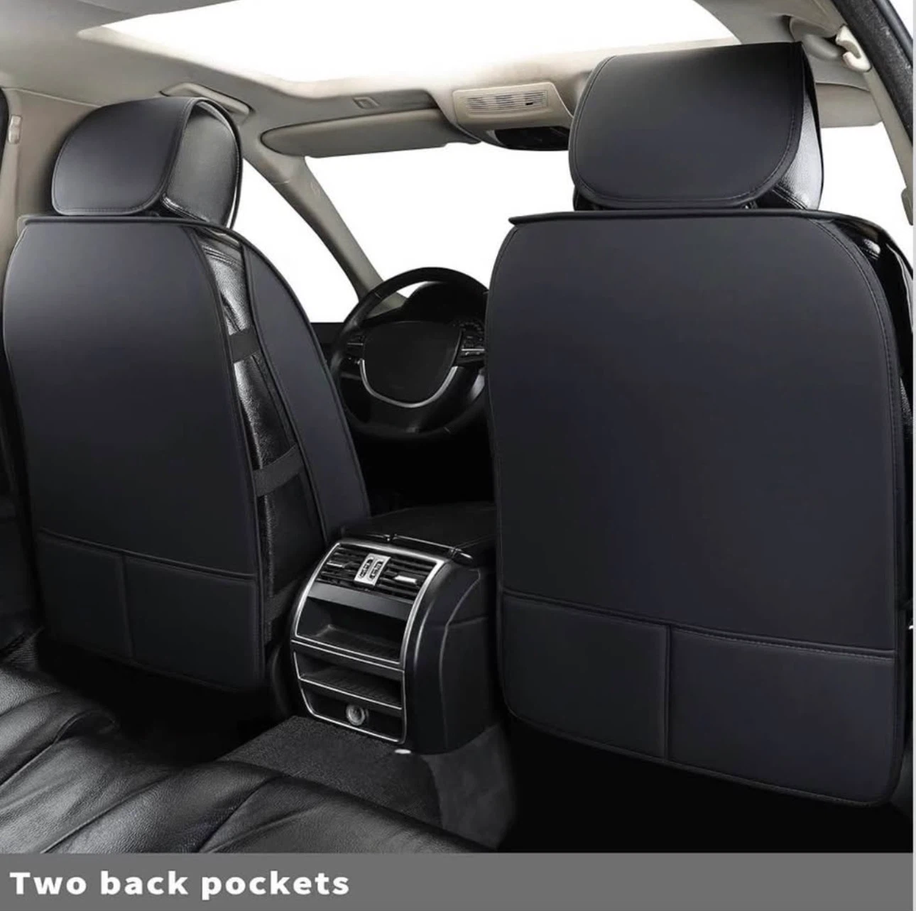 Leather Seat Covers for Cars - Black - Front Pair - photo 3