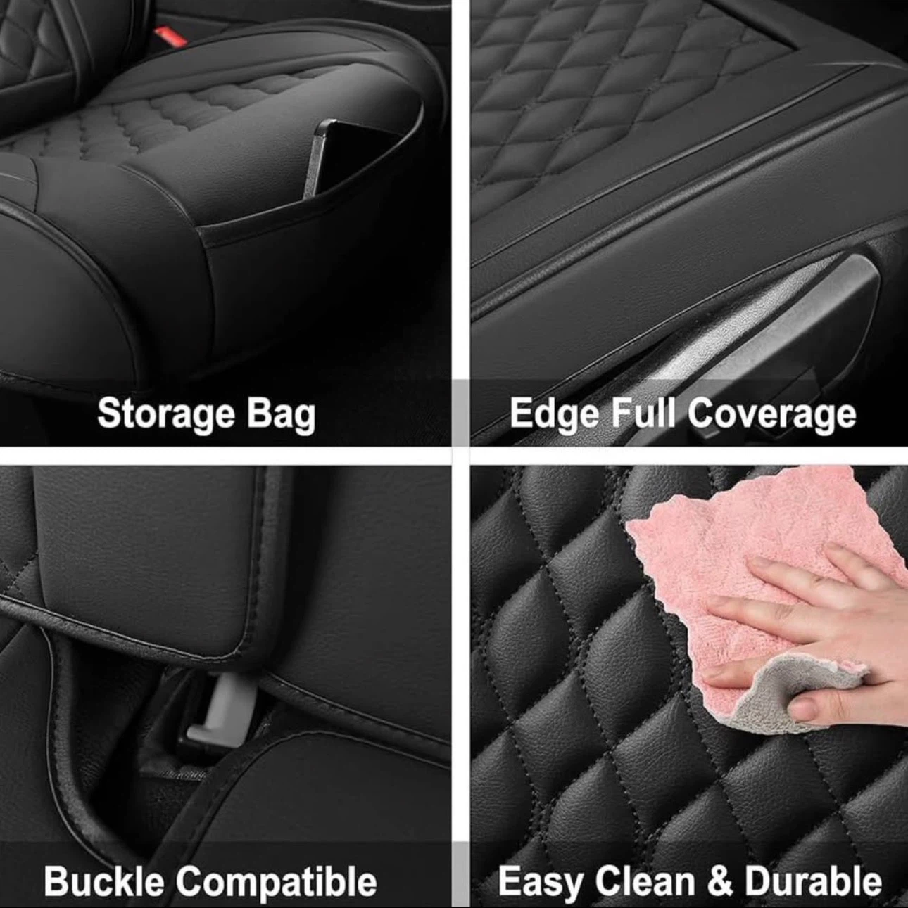 Leather Seat Covers for Cars - Black - Front Pair - photo 4