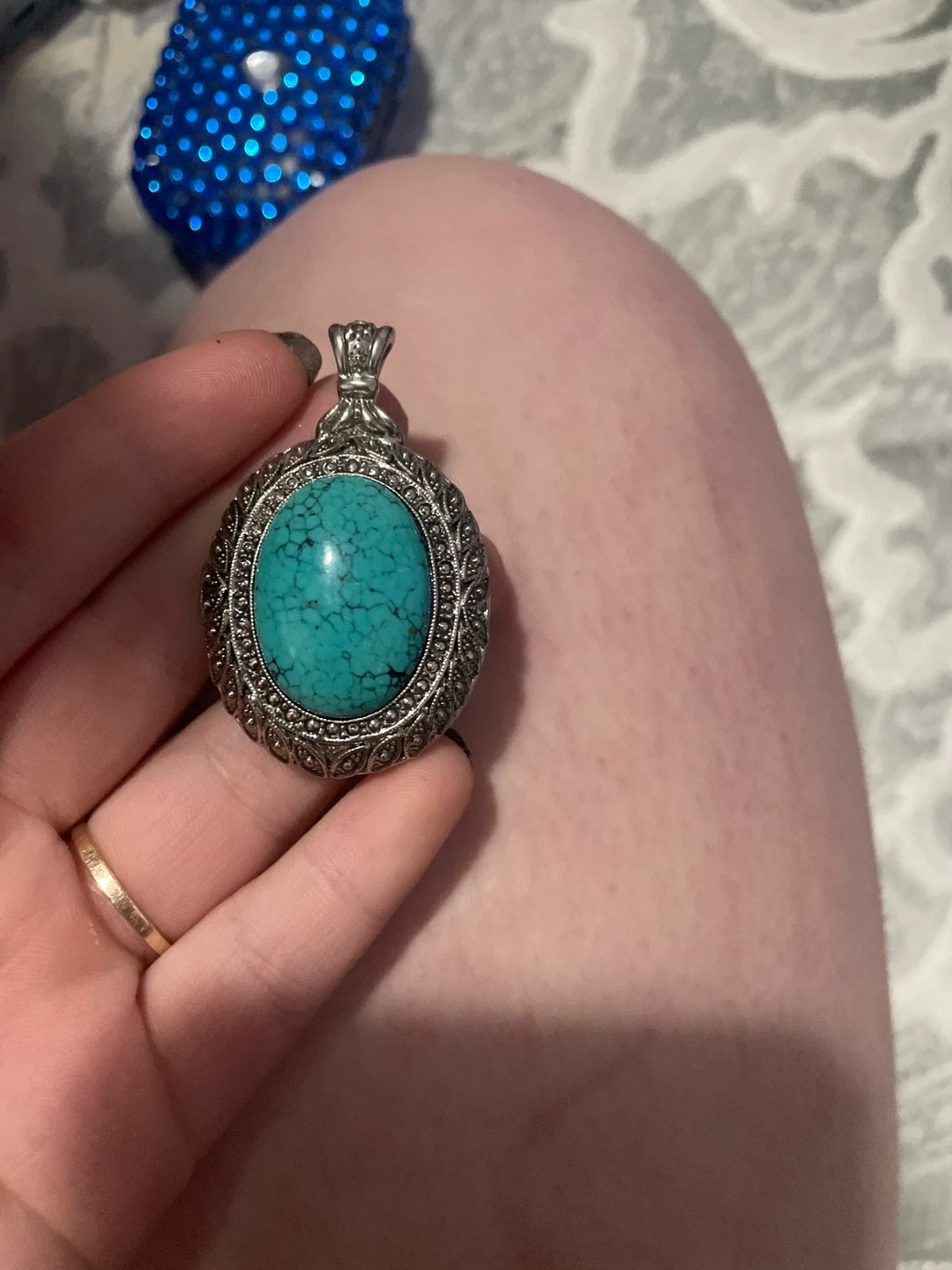 Oval Turquoise Locket Pendant - photo 2