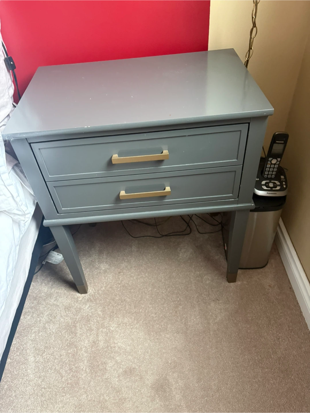 Grey 1-Drawer Nightstand