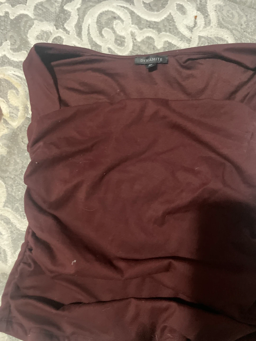 Dynamite Maroon Ruched Top