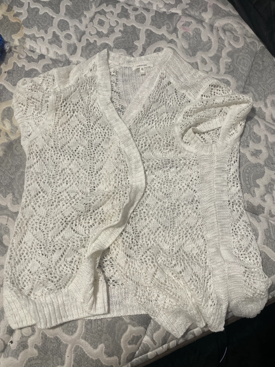 Maurices White Open Knit Cardigan