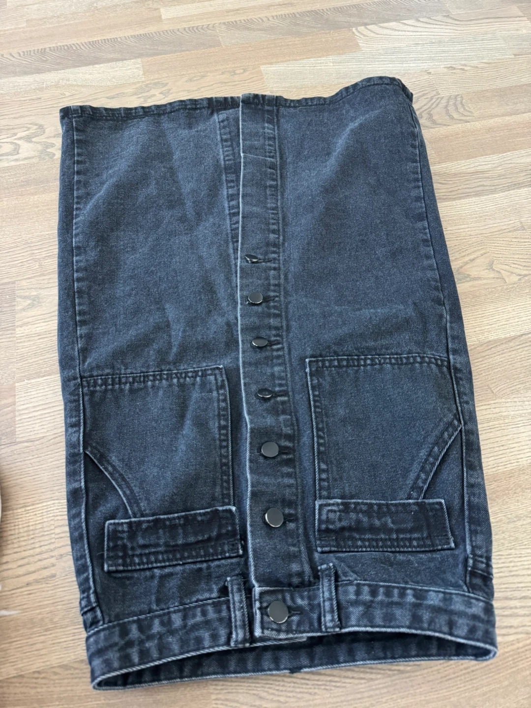 Designer’s Black Denim Button-Front Skirt
