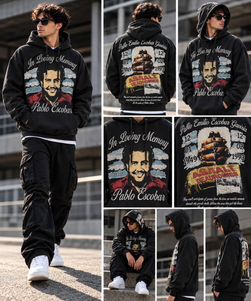 Asaaali Pablo Escobar In Loving Memory Black Hoodie