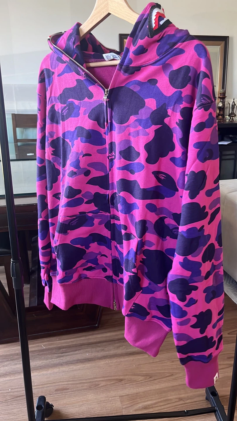 BAPE Pink Camo Shark Full Zip Hoodie - photo 3