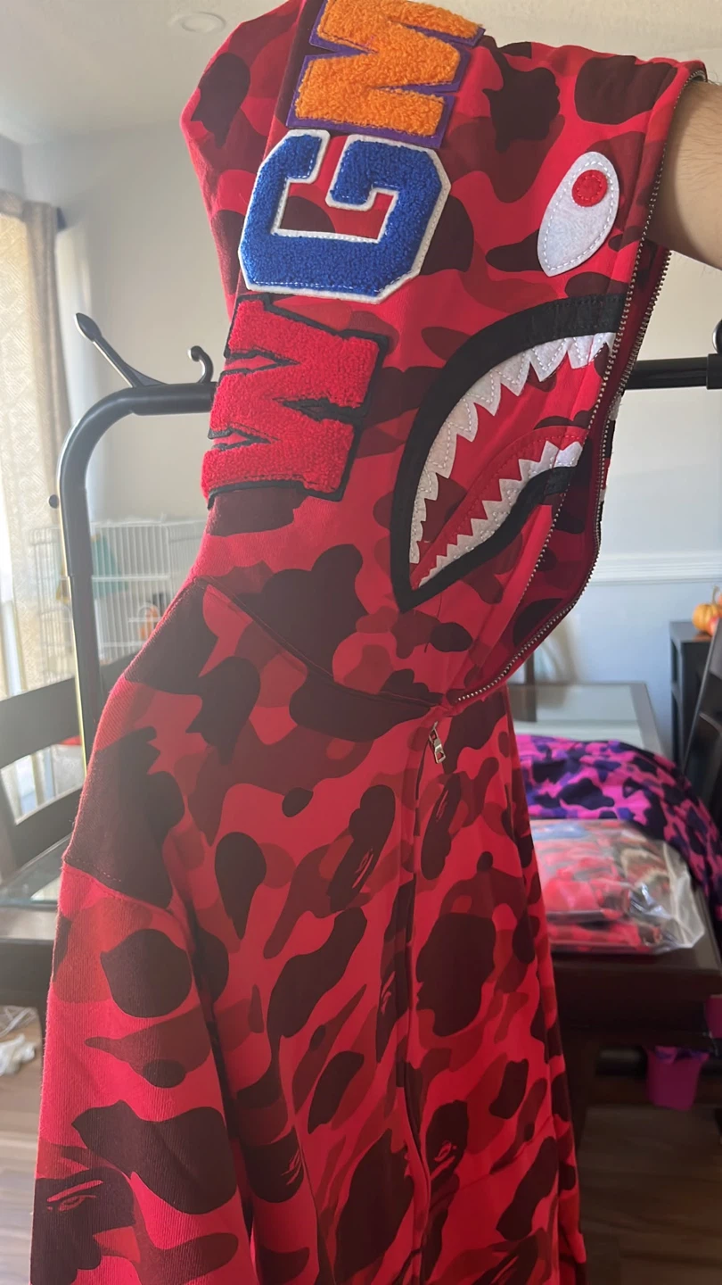 BAPE Red Camo Shark Full Zip Hoodie - photo 3