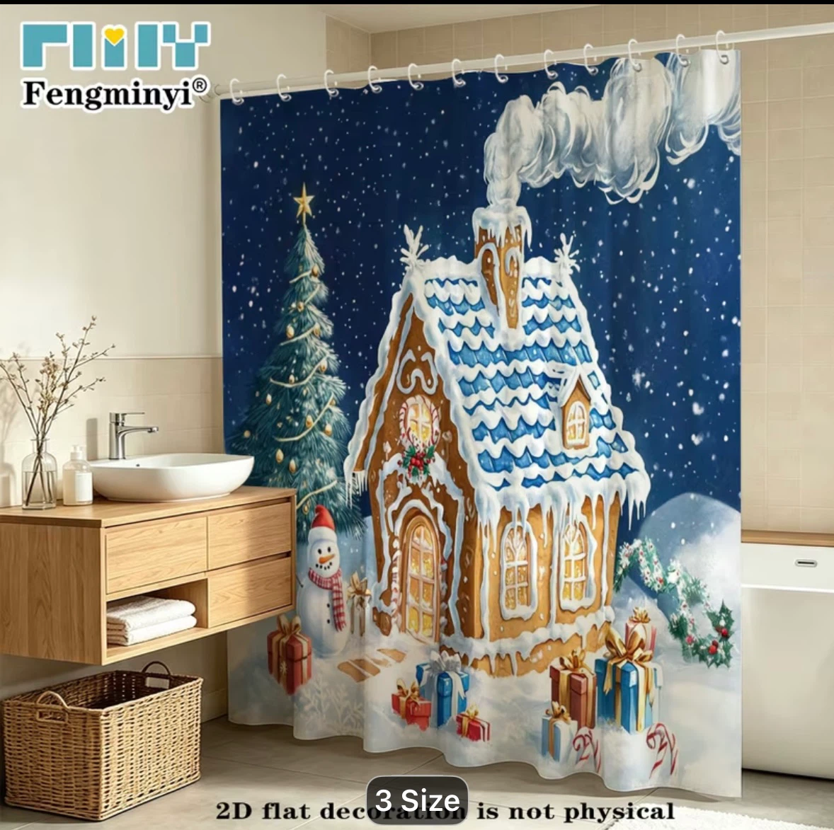 New Product Christmas Gingerbread House Shower Curtain - photo 4