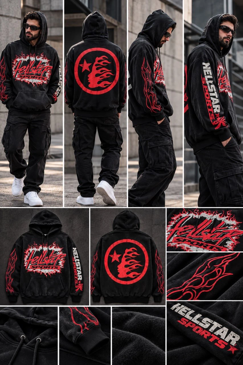 Hellstar Sports Hoodie Black and Red