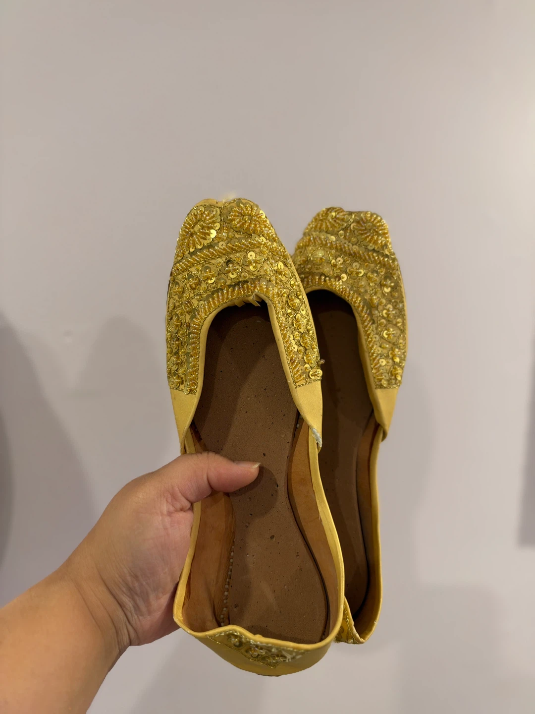 Gold Beaded Juttis/ Kussay