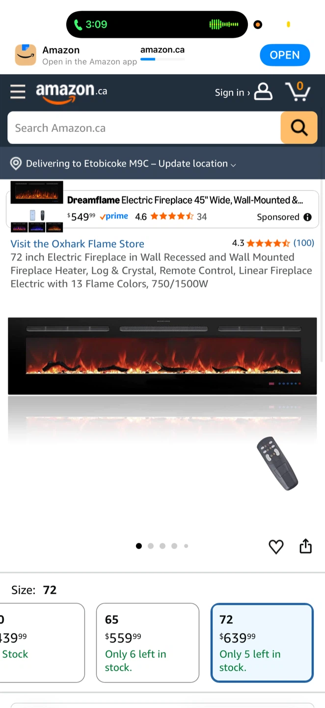 Oxhark 72-inch Electric Fireplace Heater