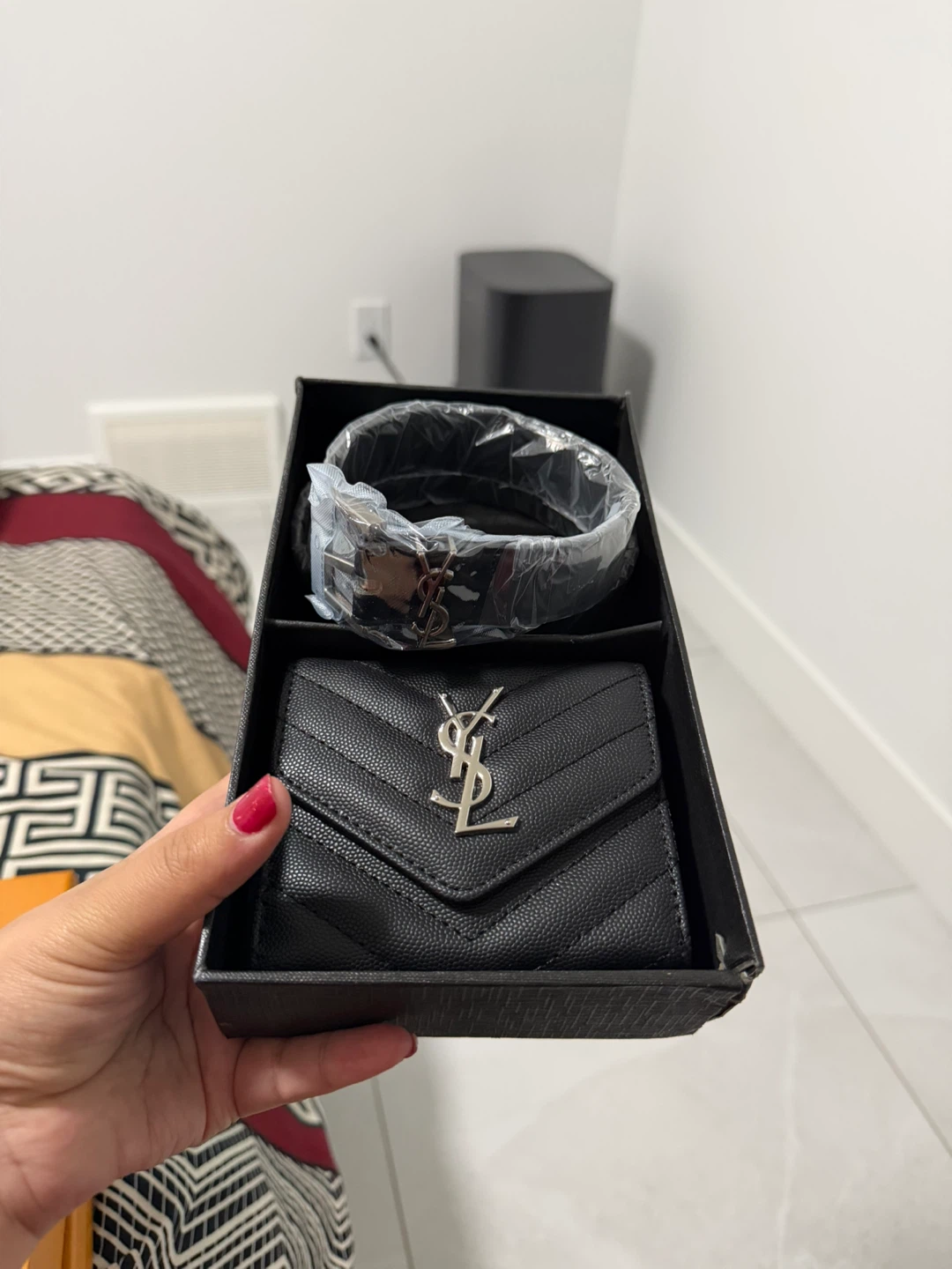 Saint Laurent Monogram Wallet and Belt Set