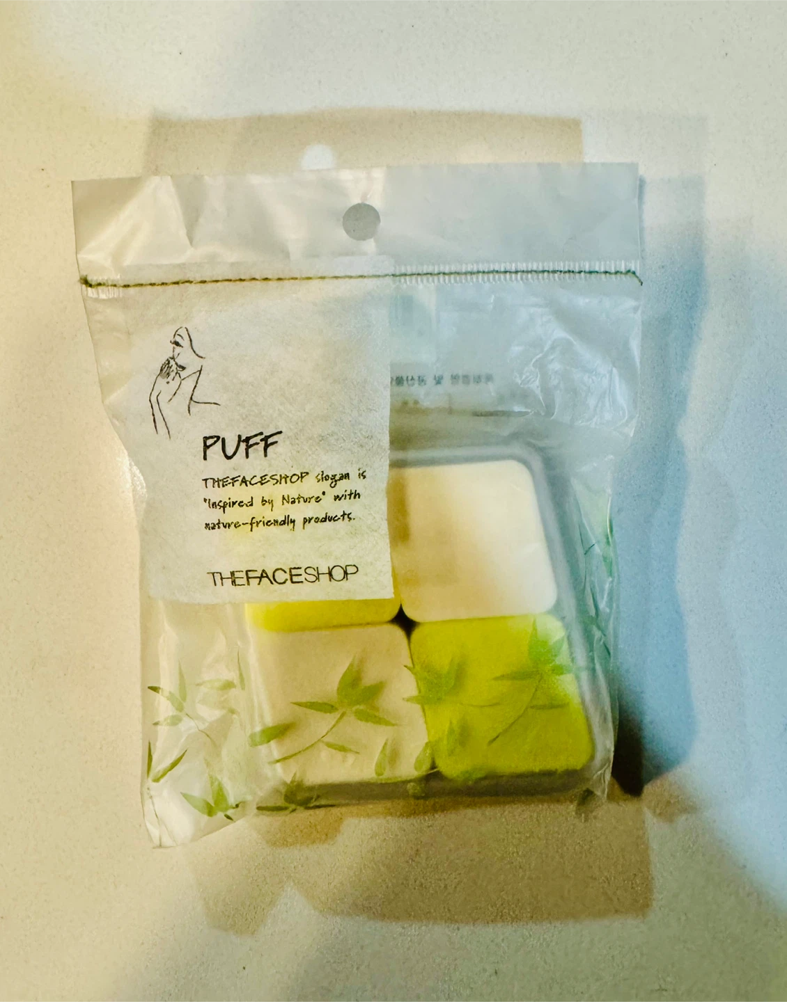 The Face Shop Makeup Puff Sponge Set_ Green & White_With Box_NWT
