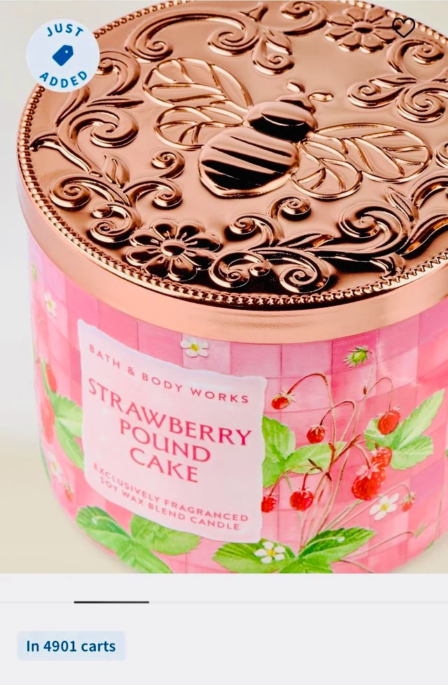 Bath & Body Works Strawberry Pound Cake 3-Wick Candle_NWT - photo 3