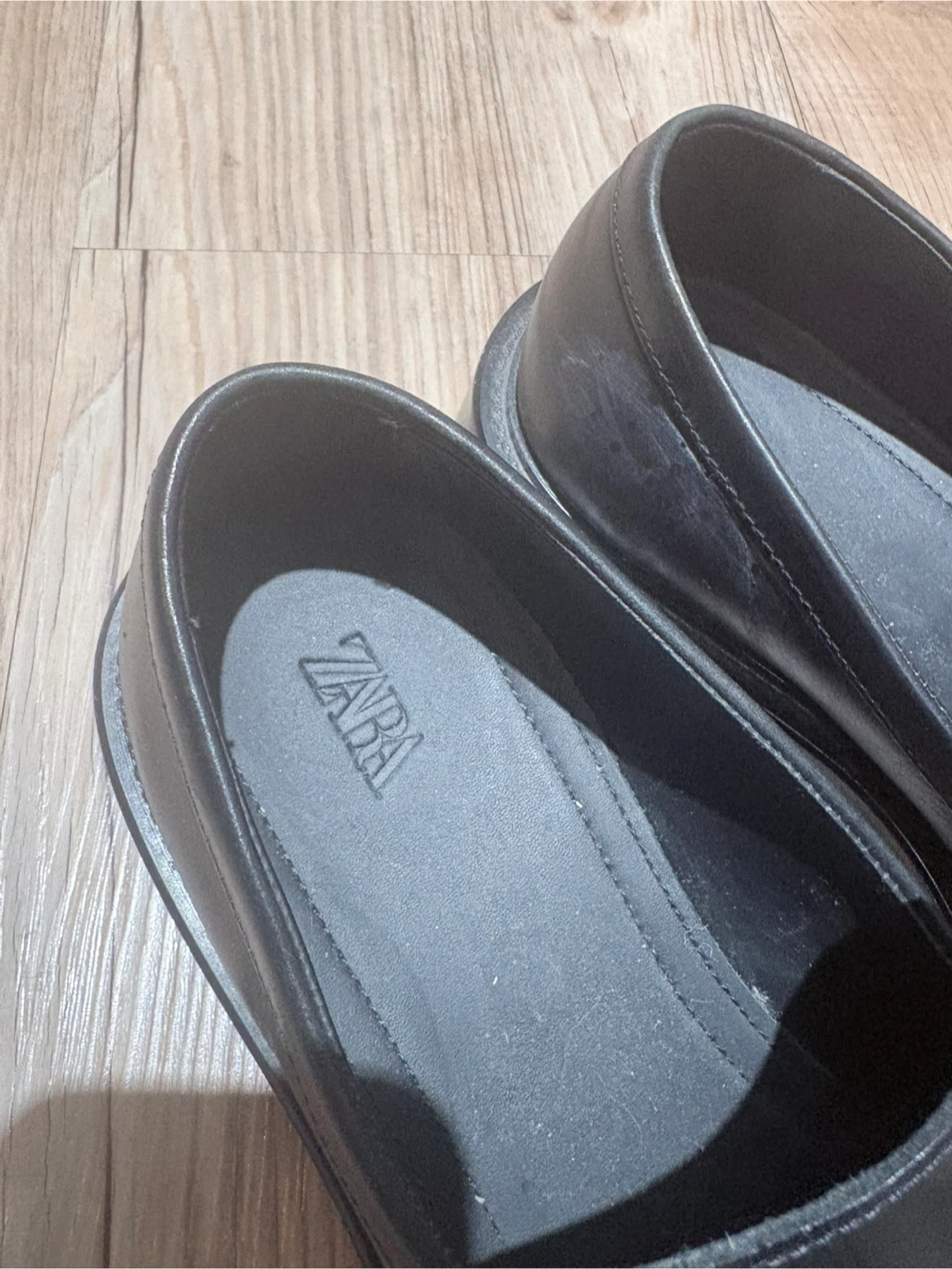 Men’s ZARA Black Leather Loafers Size 43 - photo 3