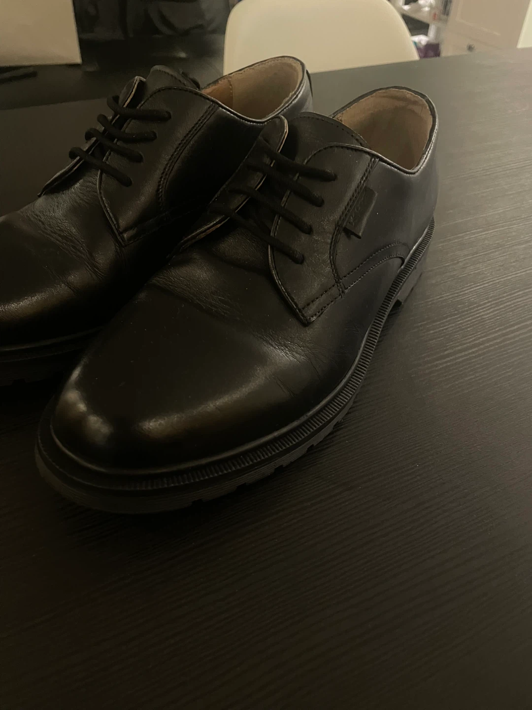Black Leather Lace-up Shoes - photo 2
