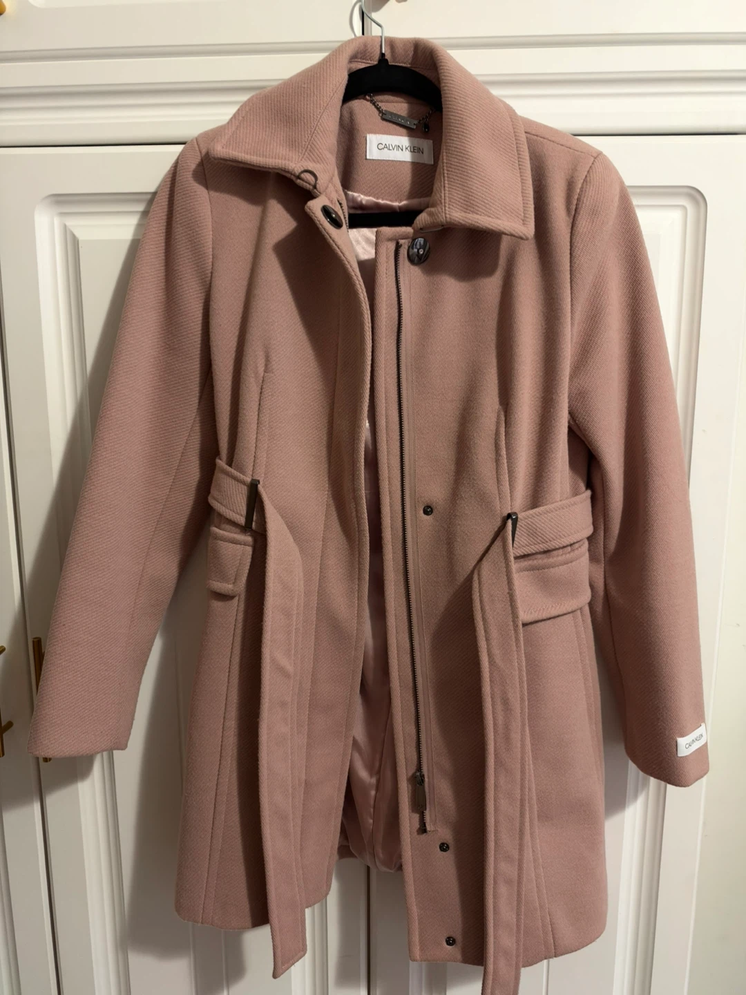 Calvin Klein Pink Wool Blend Belted Coat - photo 2