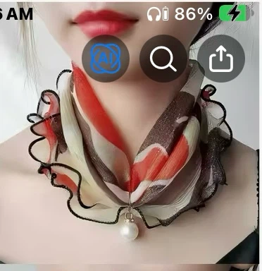 Multi-coloured Scarf with Pearl Pendant