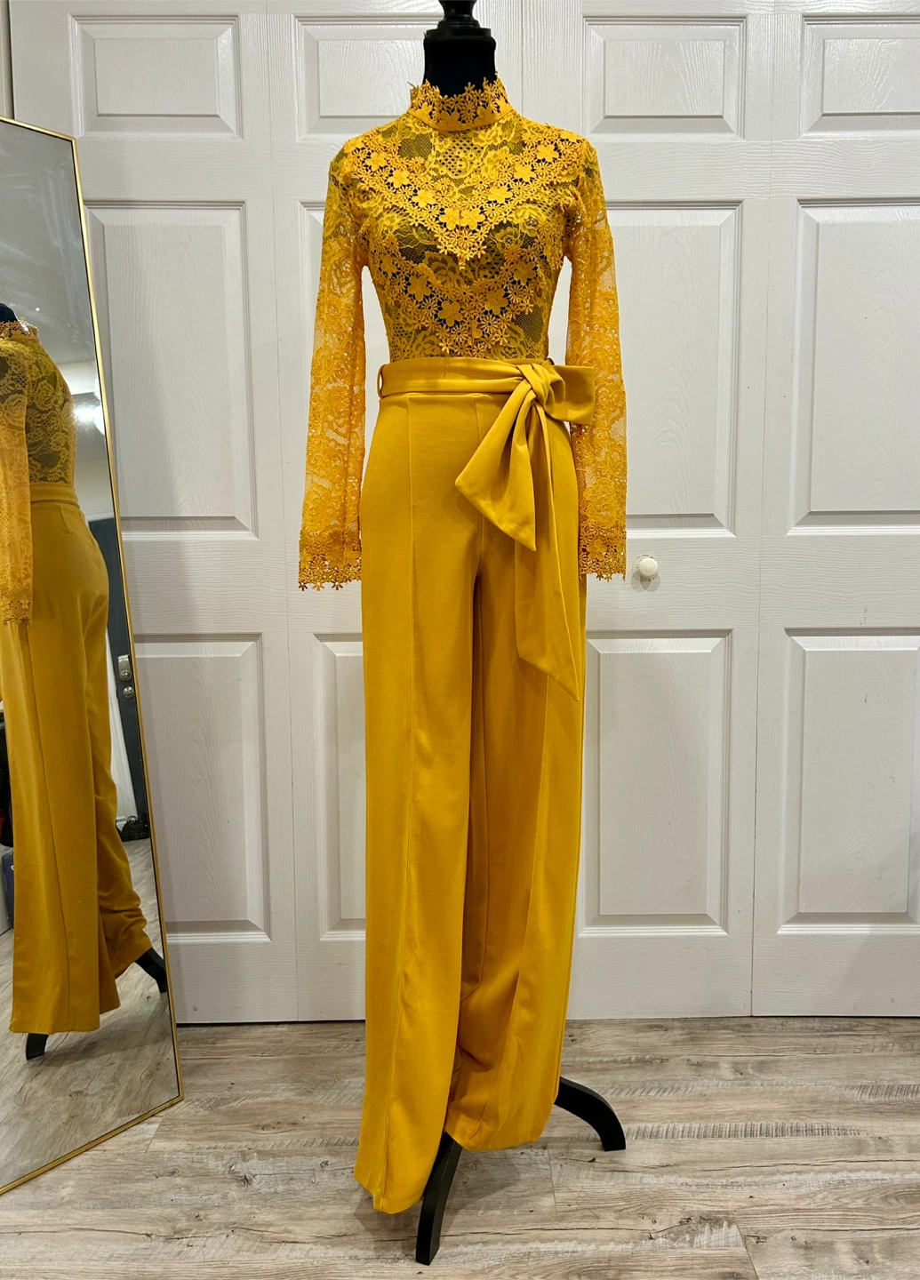 Fashion Nova Mustard Yellow Lace Jumpsuit - photo 2