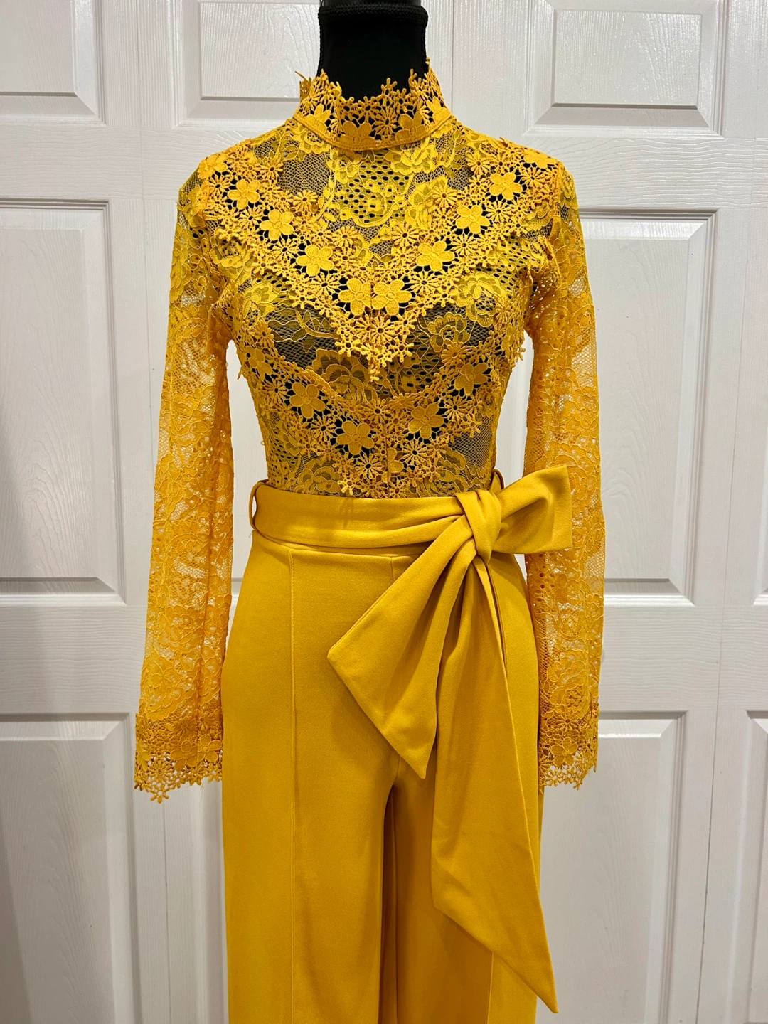 Fashion Nova Mustard Yellow Lace Jumpsuit - photo 3