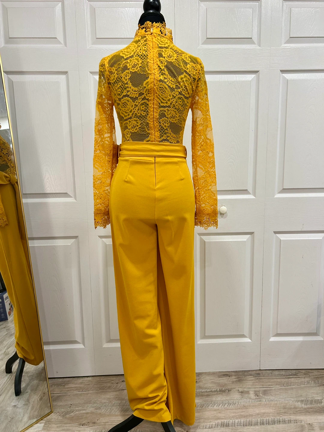 Fashion Nova Mustard Yellow Lace Jumpsuit - photo 4