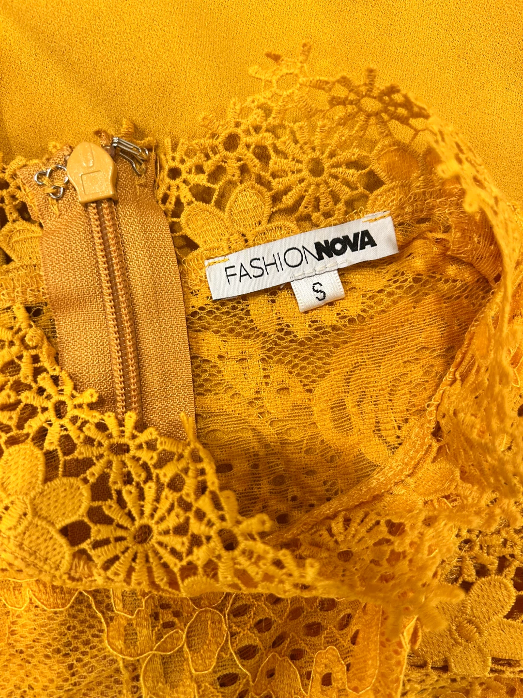 Fashion Nova Mustard Yellow Lace Jumpsuit - photo 5